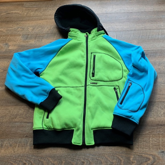 Men's Empire Hooded Sherpa Lined Zip up Colorblock Sz Large Jacket - Picture 1 of 10